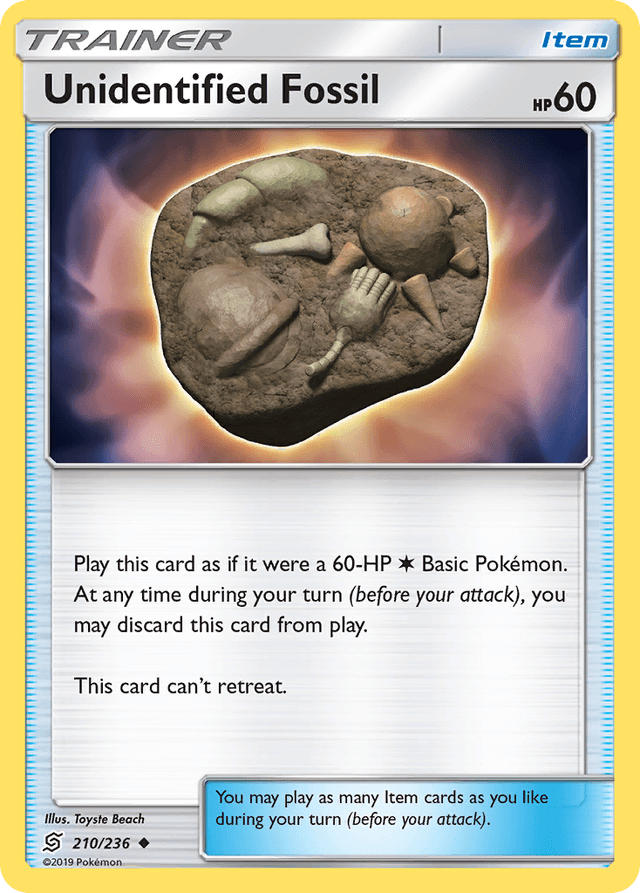 Carta Unidentified Fossil 210/236 do set Unified Minds — Pokémon TCG | Bynx