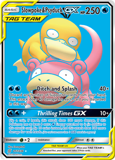 Carta Slowpoke & Psyduck-GX 217/236 do set Unified Minds — Pokémon TCG | Bynx