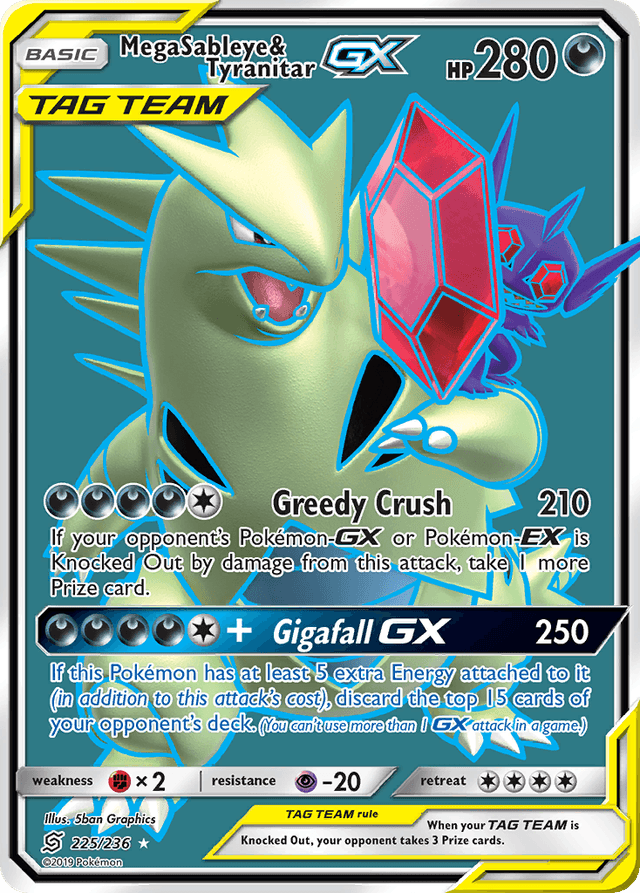 Carta Mega Sableye & Tyranitar-GX 225/236 do set Unified Minds — Pokémon TCG | Bynx