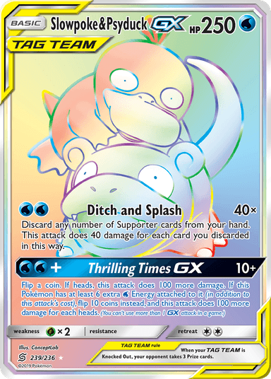 Carta Slowpoke & Psyduck-GX 239/236 do set Unified Minds — Pokémon TCG | Bynx