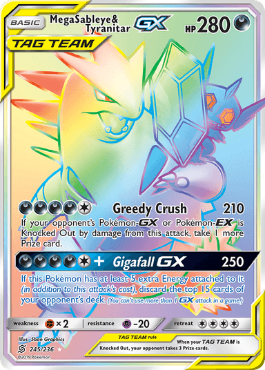 Carta Mega Sableye & Tyranitar-GX 245/236 do set Unified Minds — Pokémon TCG | Bynx