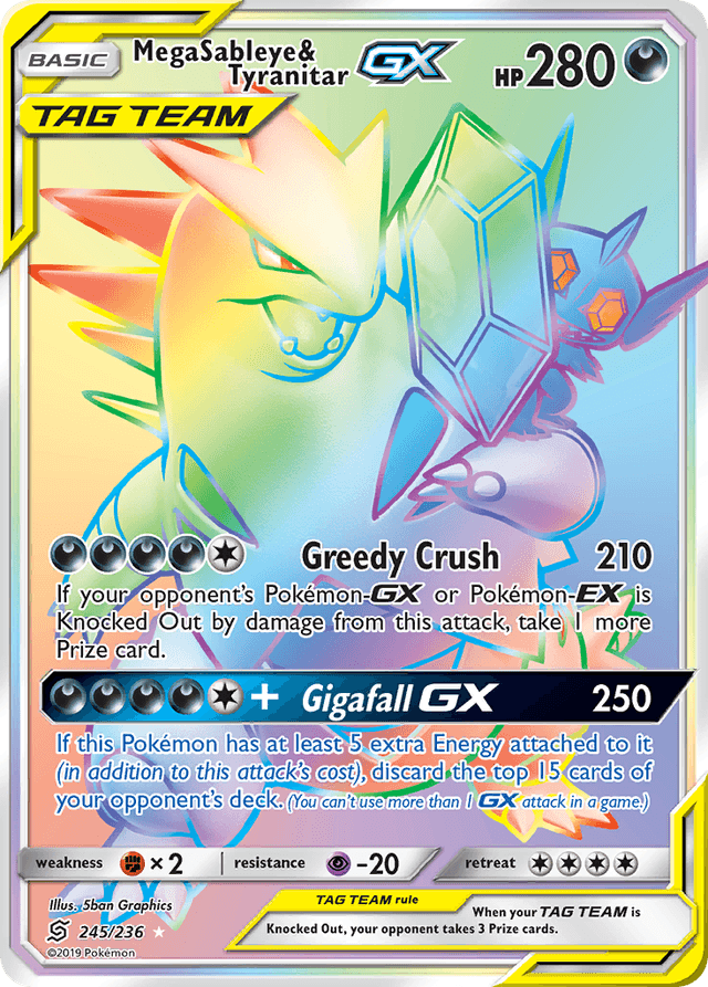 Carta Mega Sableye & Tyranitar-GX 245/236 do set Unified Minds — Pokémon TCG | Bynx