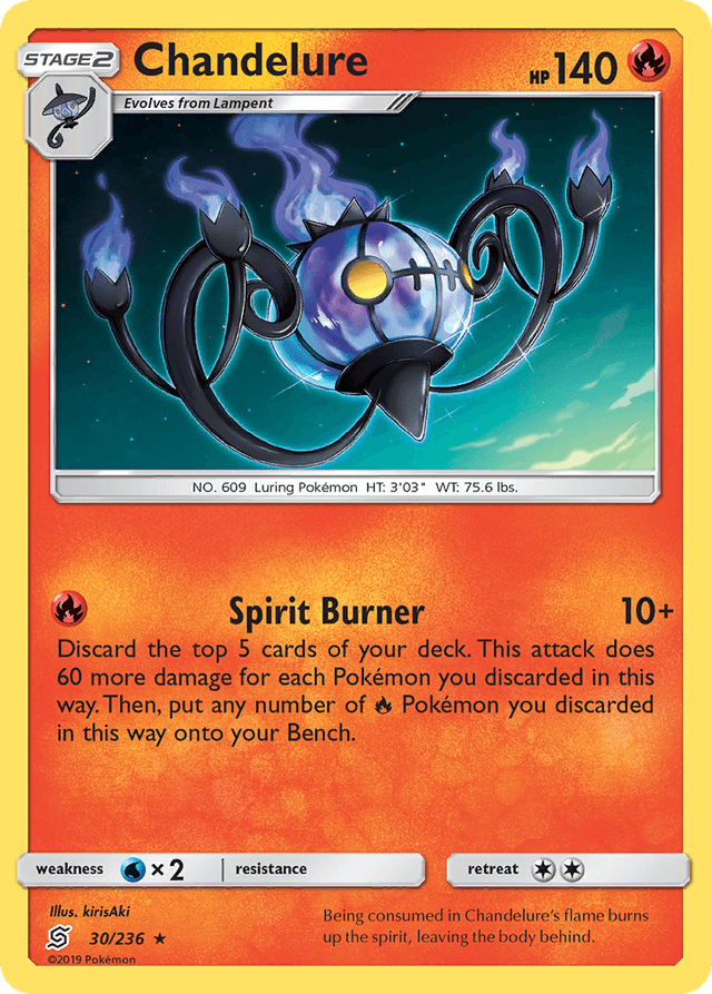 Carta Chandelure 30/236 do set Unified Minds — Pokémon TCG | Bynx