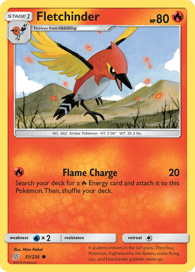 Carta Fletchinder 31/236 do set Unified Minds — Pokémon TCG | Bynx