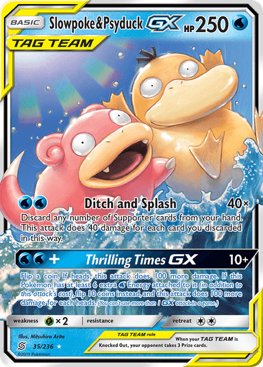 Carta Slowpoke & Psyduck-GX 35/236 do set Unified Minds — Pokémon TCG | Bynx
