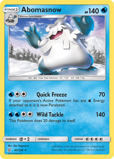 Carta Abomasnow 42/236 do set Unified Minds — Pokémon TCG | Bynx