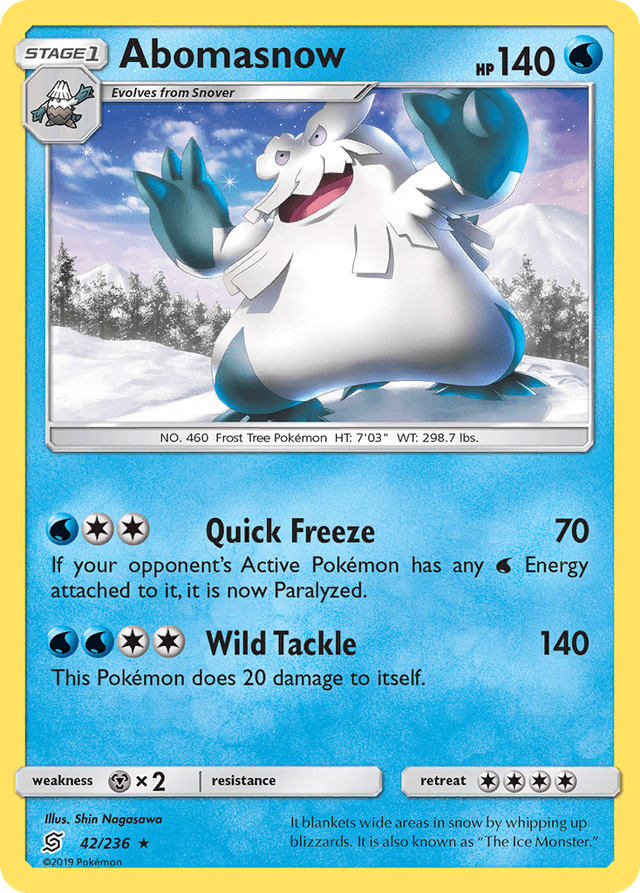 Carta Abomasnow 42/236 do set Unified Minds — Pokémon TCG | Bynx
