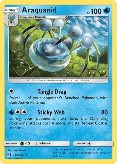 Carta Araquanid 49/236 do set Unified Minds — Pokémon TCG | Bynx