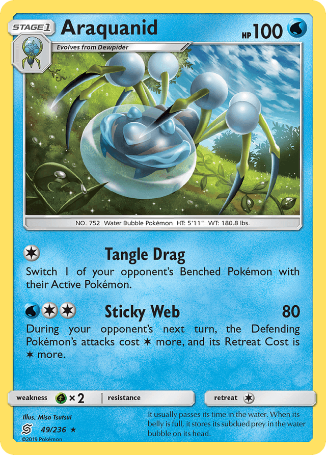 Carta Araquanid 49/236 do set Unified Minds — Pokémon TCG | Bynx