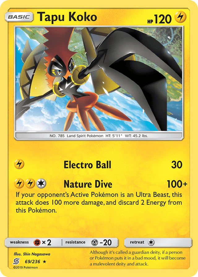 Carta Tapu Koko 69/236 do set Unified Minds — Pokémon TCG | Bynx