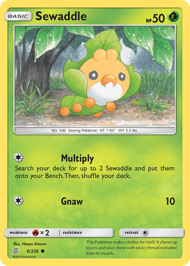 Carta Sewaddle 6/236 do set Unified Minds — Pokémon TCG | Bynx