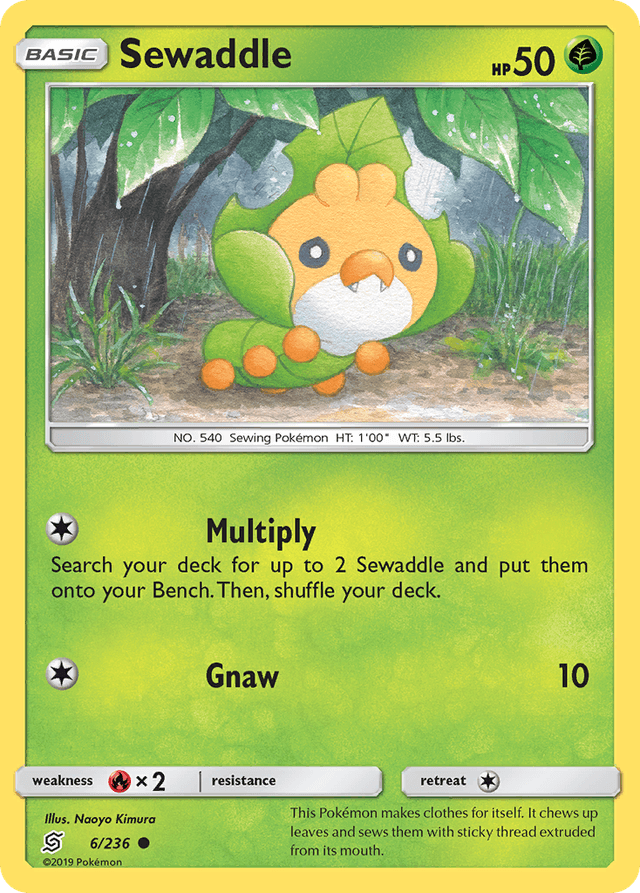 Carta Sewaddle 6/236 do set Unified Minds — Pokémon TCG | Bynx