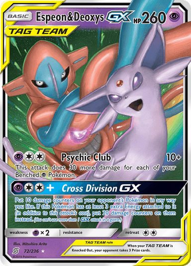 Carta Espeon & Deoxys-GX 72/236 do set Unified Minds — Pokémon TCG | Bynx