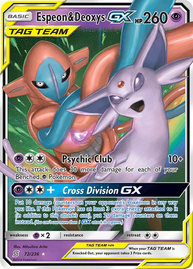 Carta Espeon & Deoxys-GX 72/236 do set Unified Minds — Pokémon TCG | Bynx