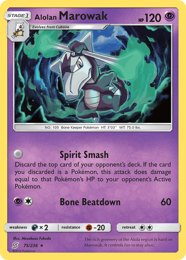 Carta Alolan Marowak 75/236 do set Unified Minds — Pokémon TCG | Bynx