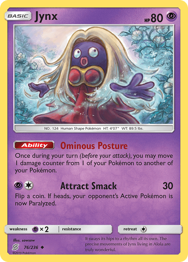 Carta Jynx 76/236 do set Unified Minds — Pokémon TCG | Bynx