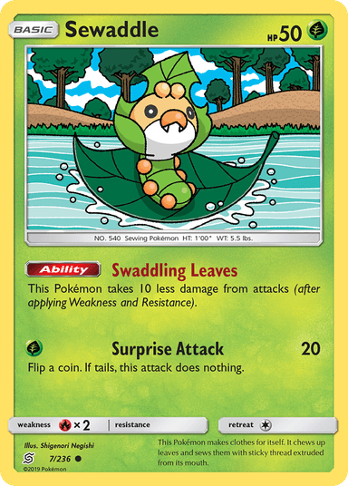 Carta Sewaddle 7/236 do set Unified Minds — Pokémon TCG | Bynx