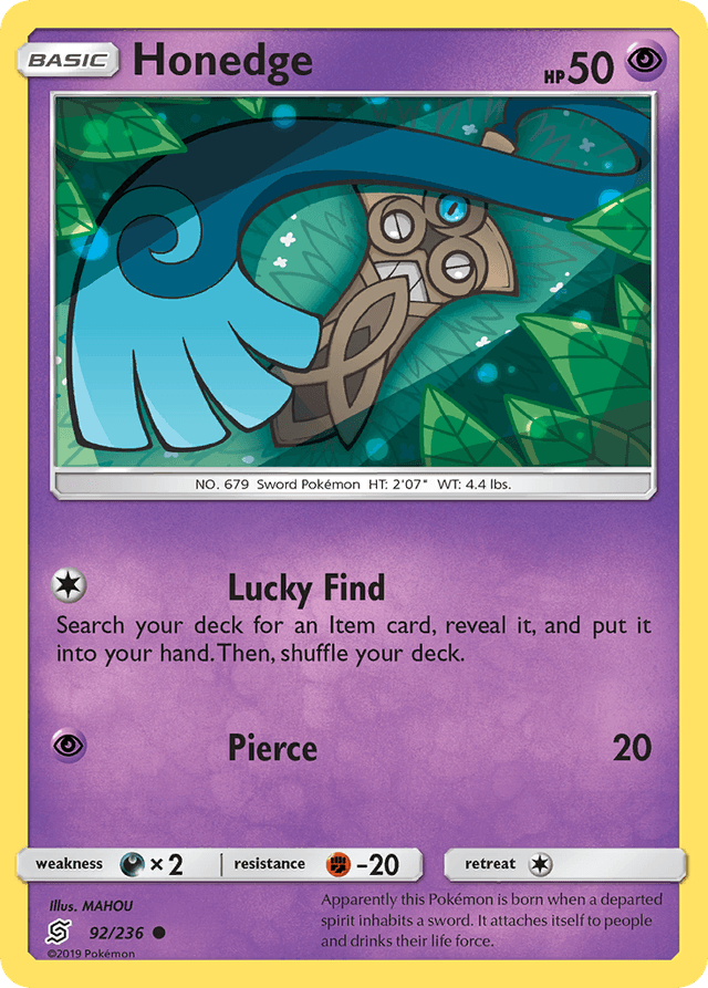 Carta Honedge 92/236 do set Unified Minds — Pokémon TCG | Bynx