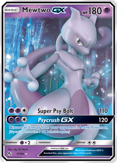 Carta Mewtwo-GX 31/68 do set Hidden Fates — Pokémon TCG | Bynx