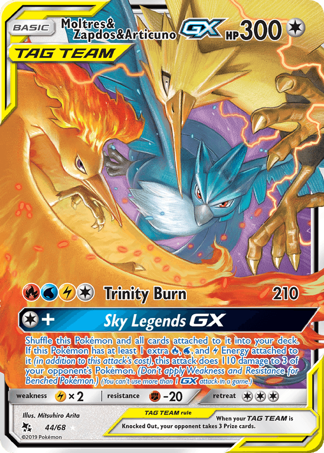 Carta Moltres & Zapdos & Articuno-GX 44/68 do set Hidden Fates — Pokémon TCG | Bynx