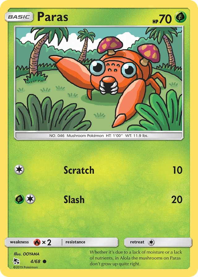 Carta Paras 4/68 do set Hidden Fates — Pokémon TCG | Bynx