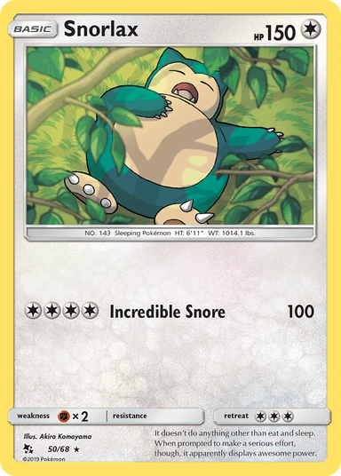 Carta Snorlax 50/68 do set Hidden Fates — Pokémon TCG | Bynx