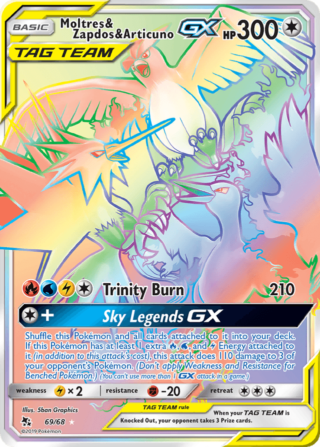 Carta Moltres & Zapdos & Articuno-GX 69/68 do set Hidden Fates — Pokémon TCG | Bynx