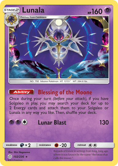 Carta Lunala 102/236 do set Cosmic Eclipse — Pokémon TCG | Bynx