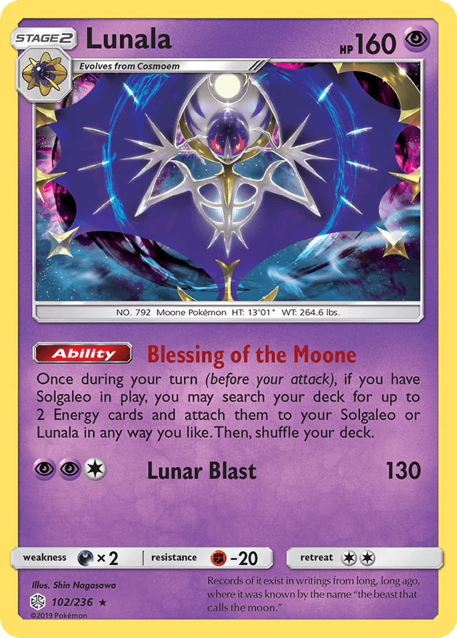 Carta Lunala 102/236 do set Cosmic Eclipse — Pokémon TCG | Bynx