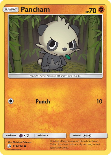 Carta Pancham 119/236 do set Cosmic Eclipse — Pokémon TCG | Bynx