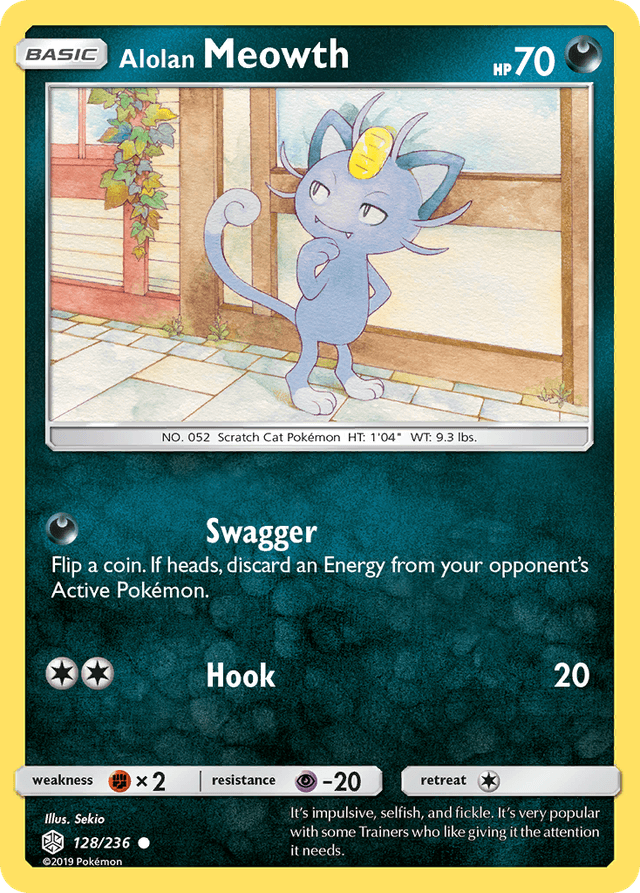 Carta Alolan Meowth 128/236 do set Cosmic Eclipse — Pokémon TCG | Bynx