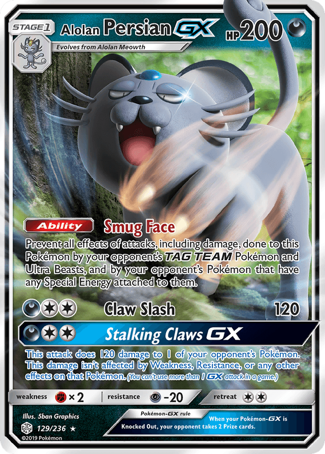 Carta Alolan Persian-GX 129/236 do set Cosmic Eclipse — Pokémon TCG | Bynx