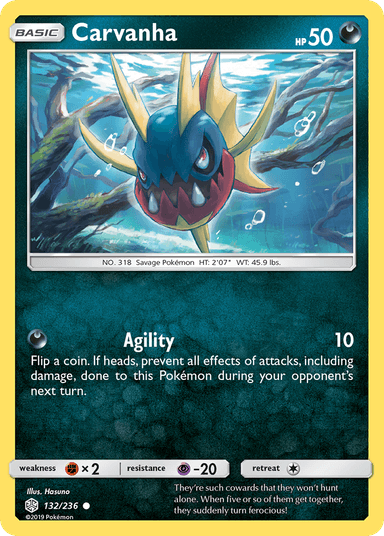 Carta Carvanha 132/236 do set Cosmic Eclipse — Pokémon TCG | Bynx
