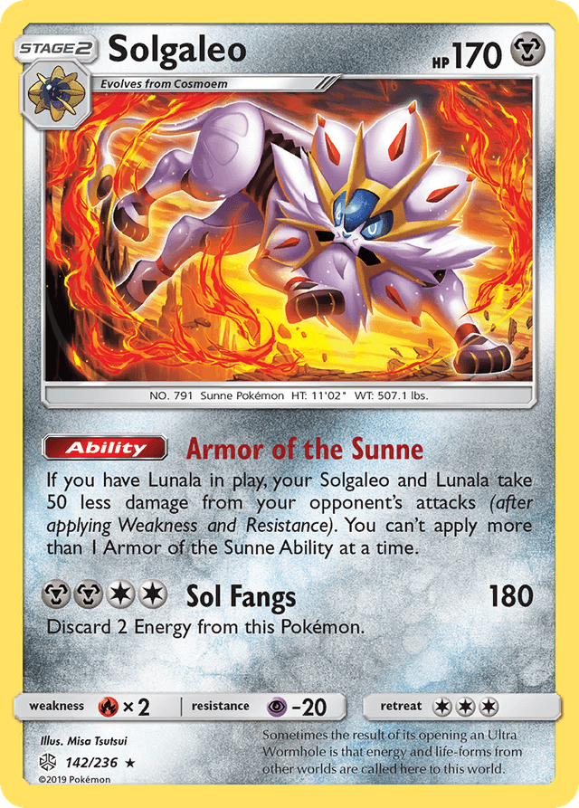 Carta Solgaleo 142/236 do set Cosmic Eclipse — Pokémon TCG | Bynx
