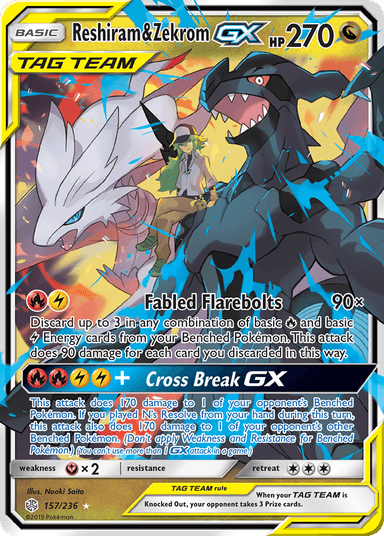 Carta Reshiram & Zekrom-GX 157/236 do set Cosmic Eclipse — Pokémon TCG | Bynx