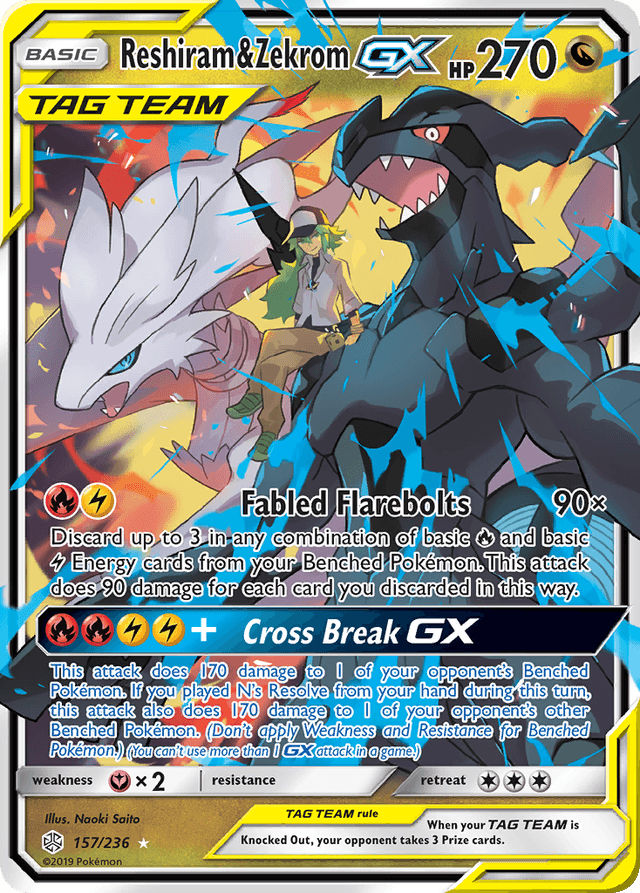 Carta Reshiram & Zekrom-GX 157/236 do set Cosmic Eclipse — Pokémon TCG | Bynx