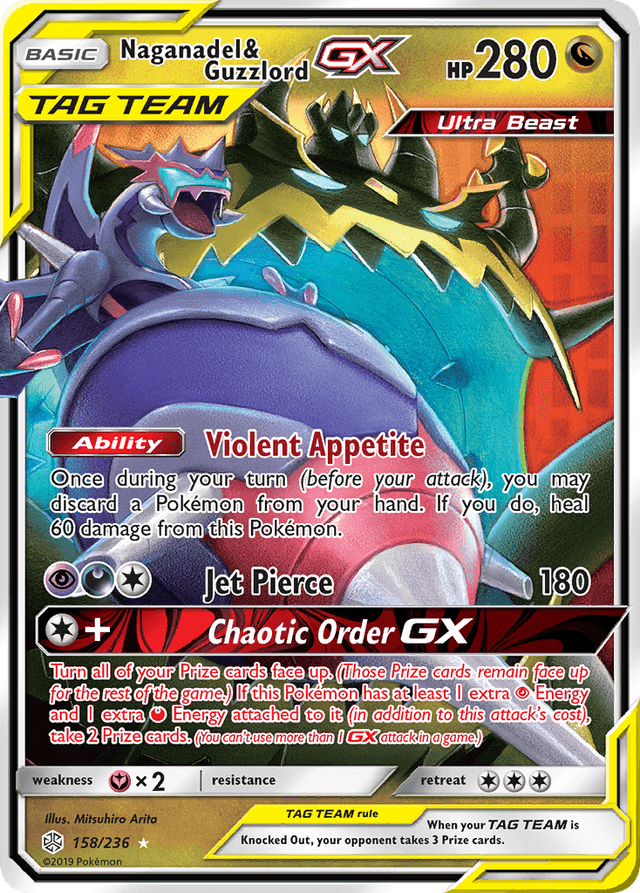 Carta Naganadel & Guzzlord-GX 158/236 do set Cosmic Eclipse — Pokémon TCG | Bynx