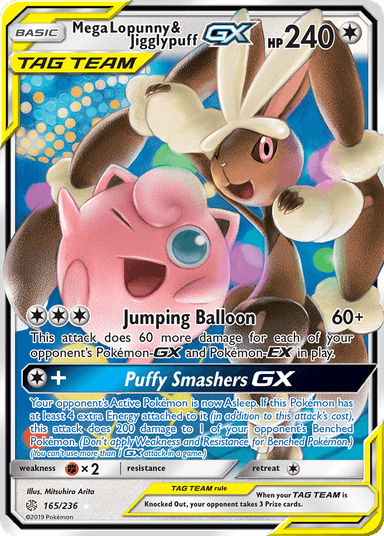 Carta Mega Lopunny & Jigglypuff-GX 165/236 do set Cosmic Eclipse — Pokémon TCG | Bynx