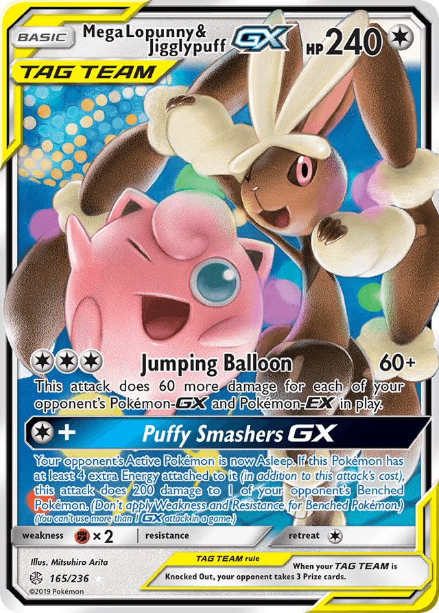 Carta Mega Lopunny & Jigglypuff-GX 165/236 do set Cosmic Eclipse — Pokémon TCG | Bynx