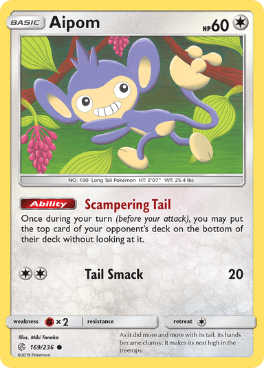Carta Aipom 169/236 do set Cosmic Eclipse — Pokémon TCG | Bynx