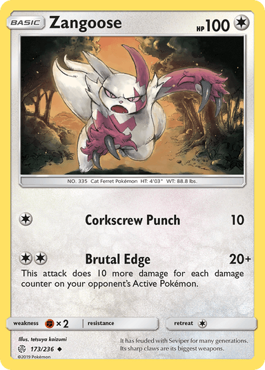 Carta Zangoose 173/236 do set Cosmic Eclipse — Pokémon TCG | Bynx
