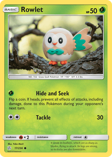 Carta Rowlet 17/236 do set Cosmic Eclipse — Pokémon TCG | Bynx