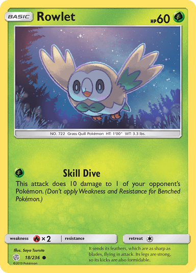 Carta Rowlet 18/236 do set Cosmic Eclipse — Pokémon TCG | Bynx