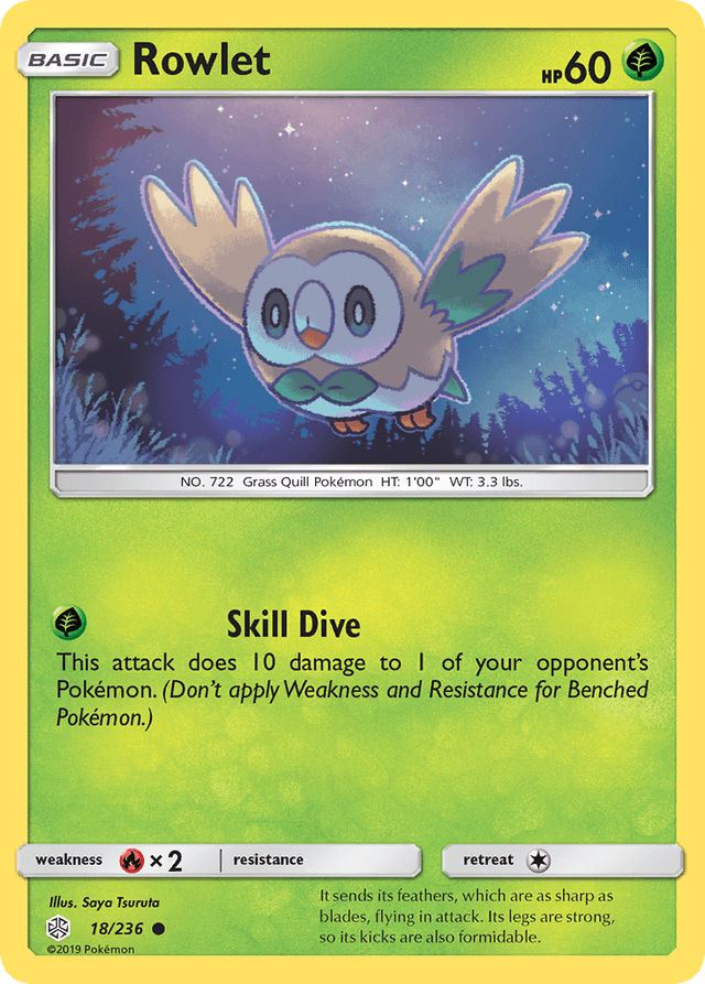 Carta Rowlet 18/236 do set Cosmic Eclipse — Pokémon TCG | Bynx