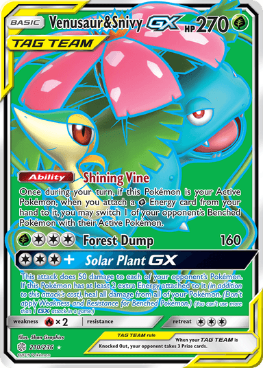 Carta Venusaur & Snivy-GX 210/236 do set Cosmic Eclipse — Pokémon TCG | Bynx