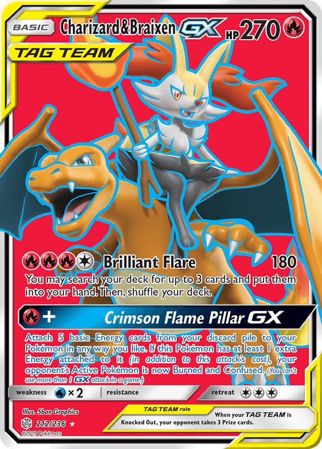 Carta Charizard & Braixen-GX 212/236 do set Cosmic Eclipse — Pokémon TCG | Bynx