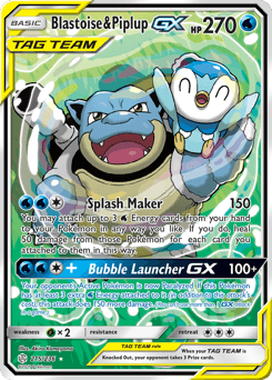 Carta Blastoise & Piplup-GX 215 do set Cosmic Eclipse — Pokémon TCG | Bynx