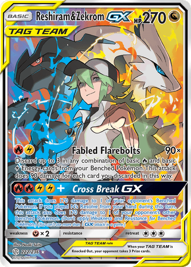 Carta Reshiram & Zekrom-GX 222/236 do set Cosmic Eclipse — Pokémon TCG | Bynx