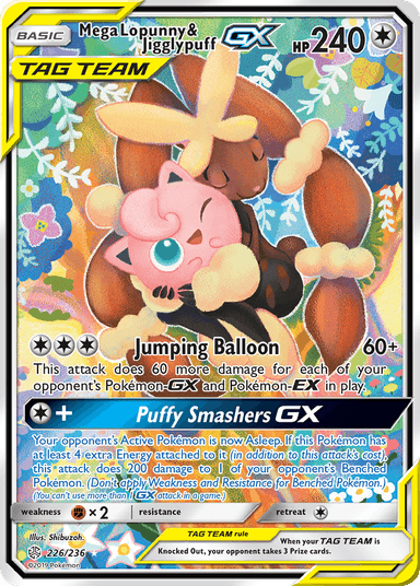 Carta Mega Lopunny & Jigglypuff-GX 226/236 do set Cosmic Eclipse — Pokémon TCG | Bynx