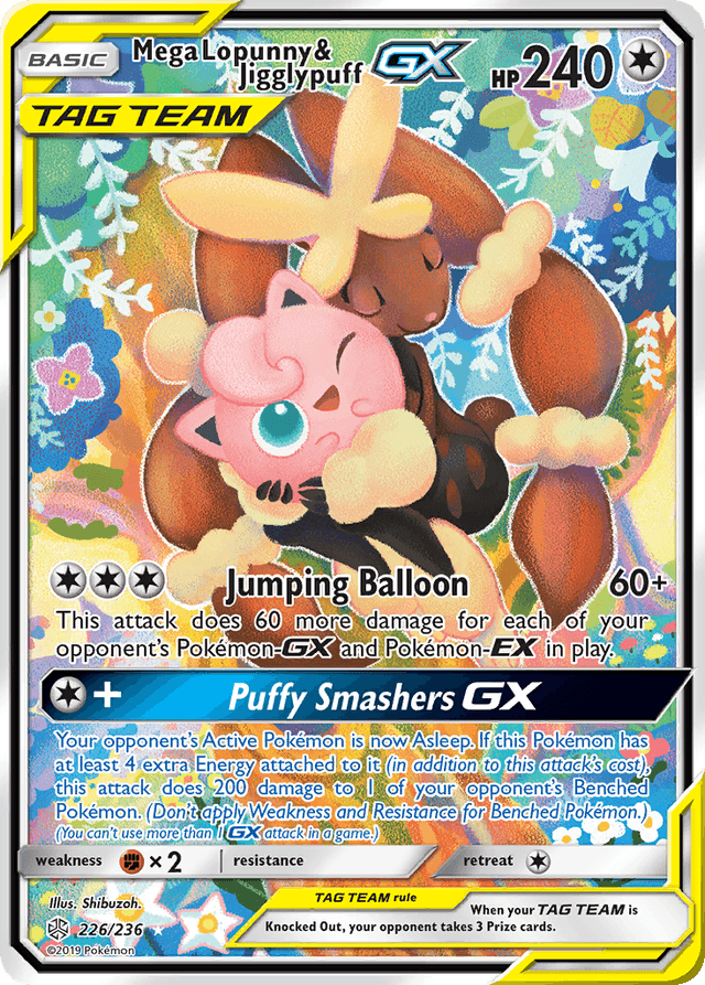 Carta Mega Lopunny & Jigglypuff-GX 226/236 do set Cosmic Eclipse — Pokémon TCG | Bynx